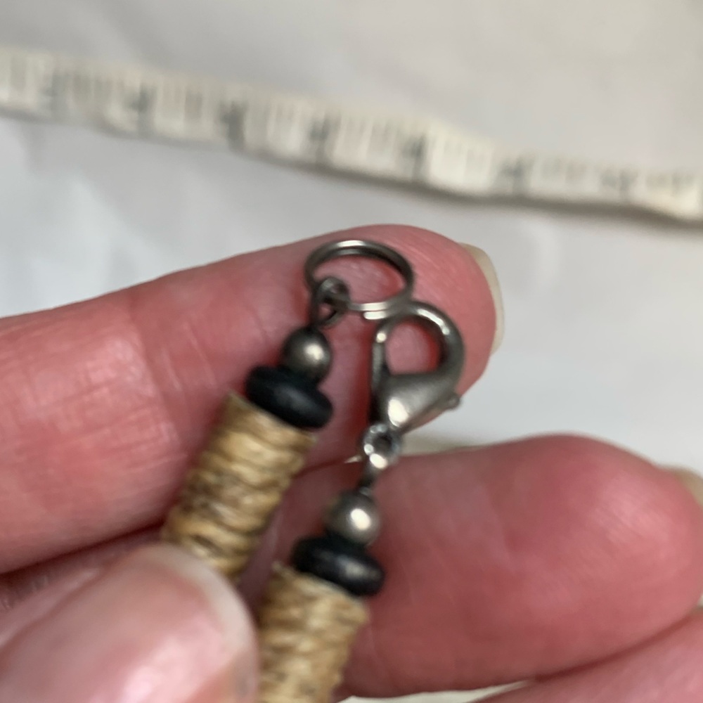 Handcrafted Beige and Black Beaded Necklace - Picture 6 of 7
